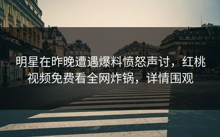 明星在昨晚遭遇爆料愤怒声讨，红桃视频免费看全网炸锅，详情围观