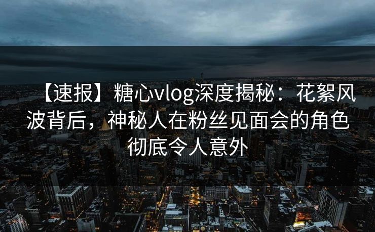 【速报】糖心vlog深度揭秘：花絮风波背后，神秘人在粉丝见面会的角色彻底令人意外