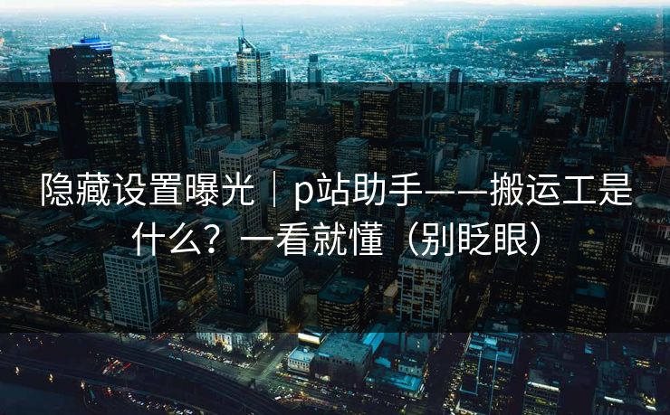 隐藏设置曝光|p站助手——搬运工是什么?一看就懂(别眨眼)