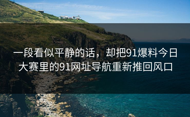 一段看似平静的话，却把91爆料今日大赛里的91网址导航重新推回风口